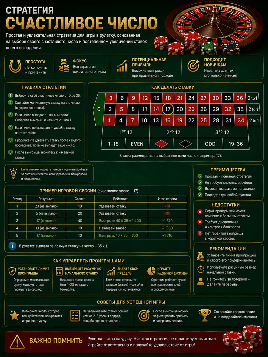 Стратегия Счастливое число для игры в онлайн рулетку. 