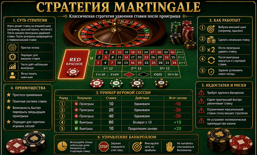 Стратегия Мартингейл для игры в онлайн рулетку. 