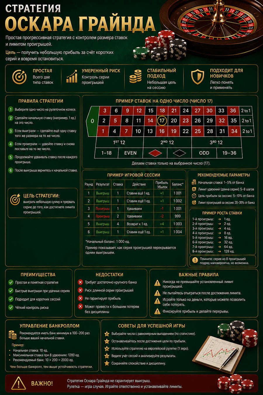 Стратегия Оскара Грайнда для игры в онлайн рулетку. 