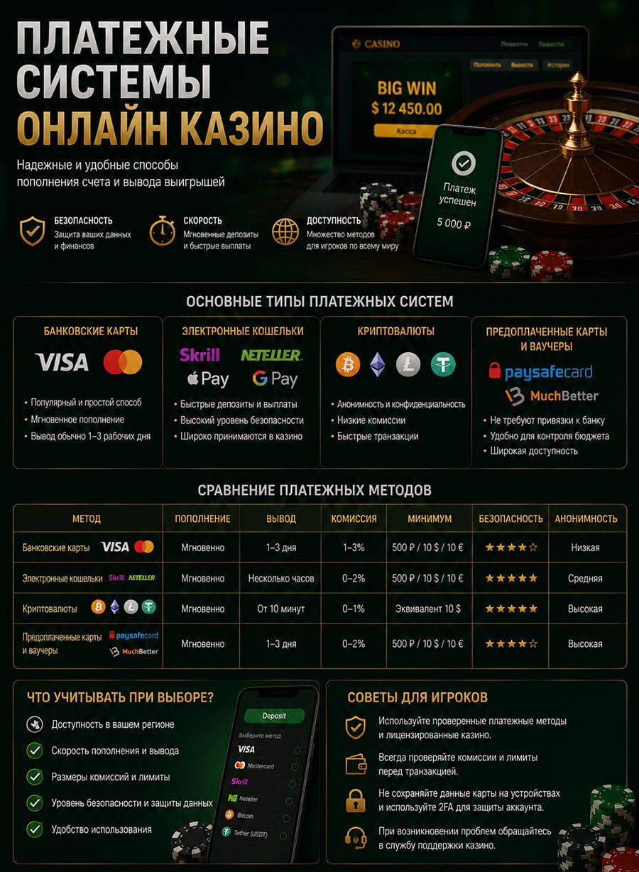 Платежные системы онлайн казино для игры в онлайн рулетку. 